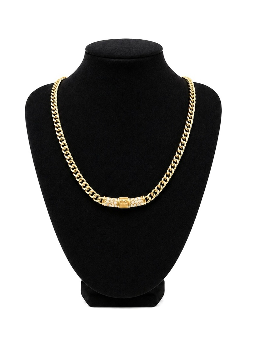 Christian Dior Women’s Rhinestone Crystal Gold Tone Chain Necklace Authentic